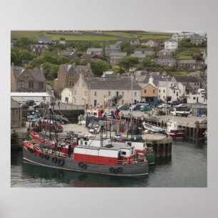 Póster Puerto costero del Atlántico Norte de Stromness