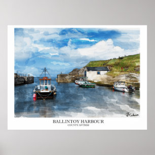Póster Puerto de Ballintoy, Irlanda del Norte