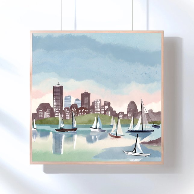 Póster Puerto de Boston | Boston Massachusetts Acuarela (Subido por el creador)