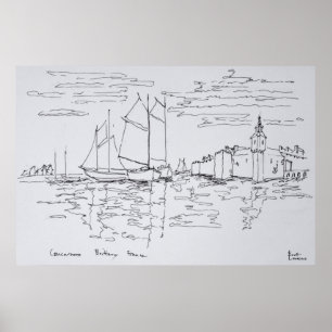 Póster Puerto de Concarneau  Sur de Bretaña, Francia