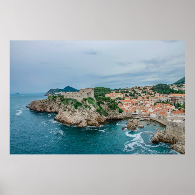Póster Puerto de Dubrovnik y centro de la ciudad (Frente)
