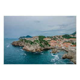 Póster Puerto de Dubrovnik y centro de la ciudad