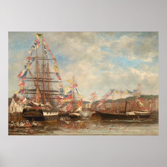 Póster Puerto de Honfleur Eugène Boudin Bella Artes (Frente)
