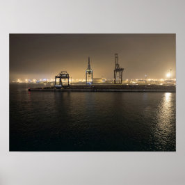 Póster Puerto de Hull de Noche – Docklands Industriales