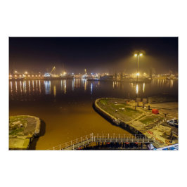 Póster Puerto de Hull de Noche – Puerto Industrial Noctur