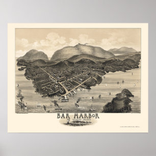 Póster Puerto de la barra, YO mapa panorámico - 1886