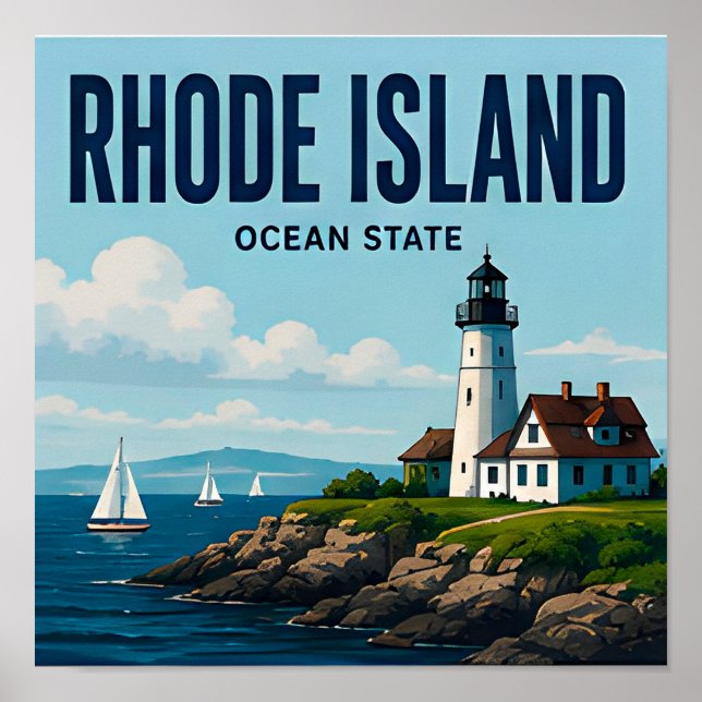 Póster Puerto de la capital de Rhode Island Ocean State (Frente)