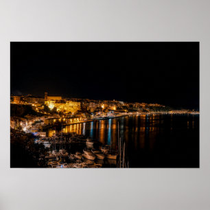 Póster Puerto de Mahón por la noche - Menorca, España
