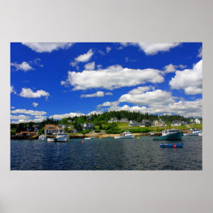 Póster Puerto de Maine en verano