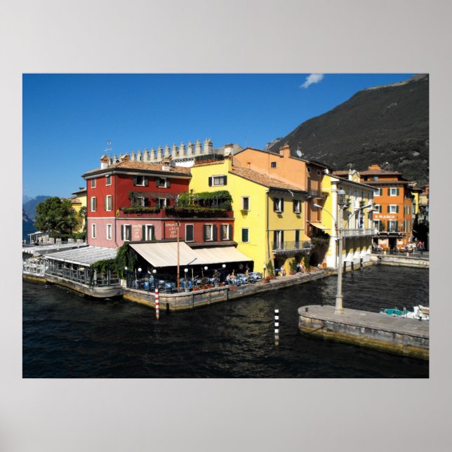 Póster Puerto de Malcesine en el lago de Garda en Italia (Frente)