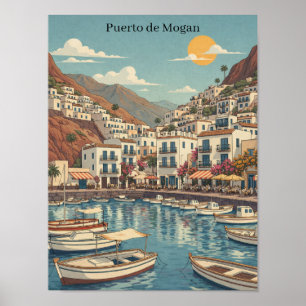 Póster Puerto de Mogán Viajes Retro Vintage Gran Canaria