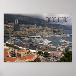 Póster Puerto de Mónaco y yates de lujo en la Riviera fra