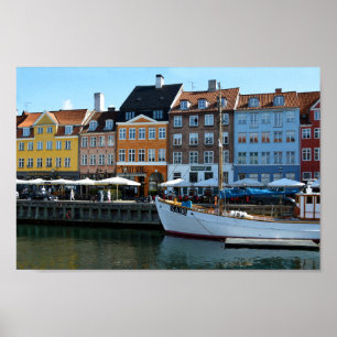 Póster Puerto de Nyhavn, Copenhague, Dinamarca