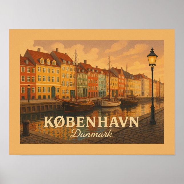 Póster Puerto de Nyhavn de Copenhague (Frente)
