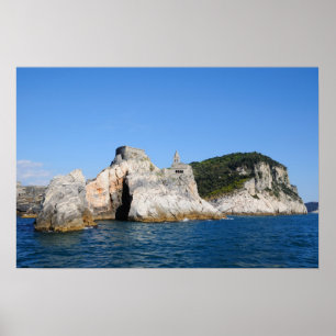 Póster Puerto de Portovenere y la iglesia de San Pietro e