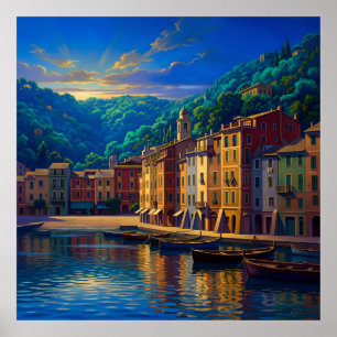 Póster Puerto de Reflejos Dorados