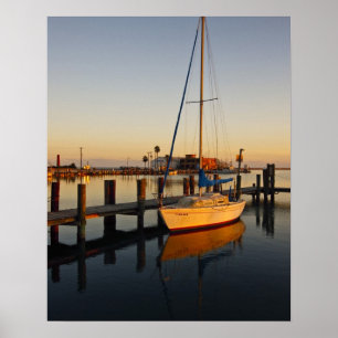 Póster puerto de Rockport, Texas al atardecer