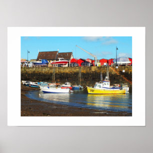 Póster Puerto de Rozel con marea baja, Jersey