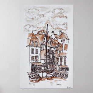Póster Puerto de Saint-Goustan, Auray  Bretaña, Francia