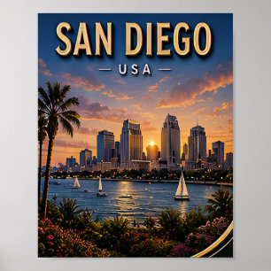 Póster Puerto de San Diego y horizonte costero