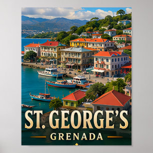Póster Puerto de St. George y Colinas Tropicales
