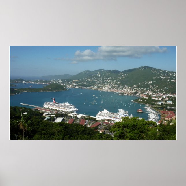 Póster Puerto de St. Thomas Islas Vírgenes Estadounidense (Frente)