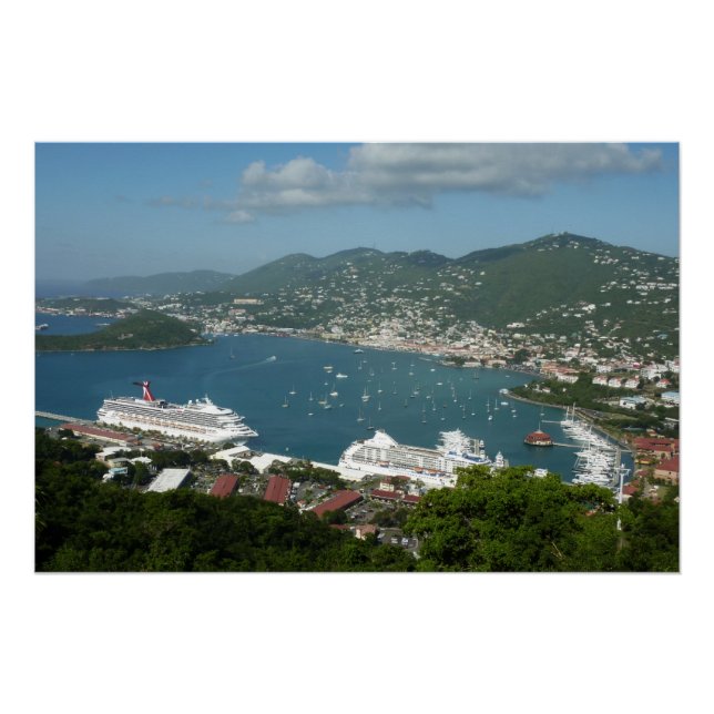 Póster Puerto de St. Thomas Islas Vírgenes Estadounidense (Anverso)