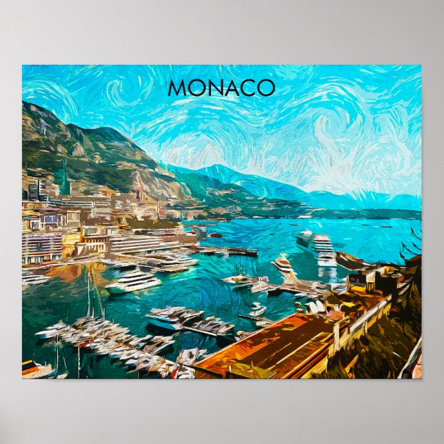 Póster Puerto de viaje del Ilustracion de pintura al óleo (Frente)