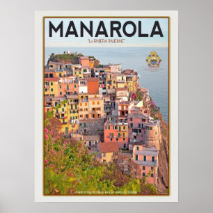 Póster Puerto de Viña Manarola - blanco