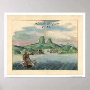 Póster Puerto del mapa 1639 de la opinión de La Habana