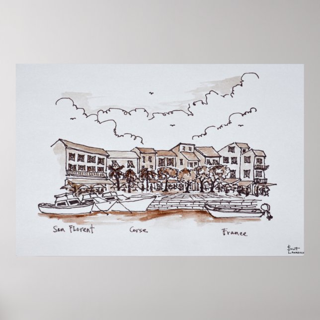Póster Puerto del paseo marítimo, Saint-Florent | Córcega (Frente)