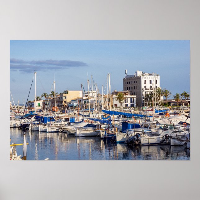 Póster Puerto deportivo Portixol al atardecer - Palma de  (Frente)