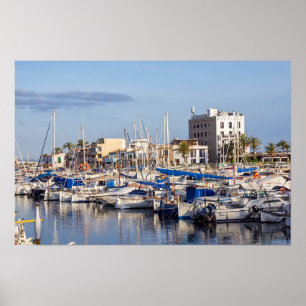Póster Puerto deportivo Portixol al atardecer - Palma de