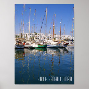 Póster Puerto el Kantaoui barcos de puerto Túnez Paisaje