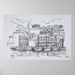 Póster Puerto fortificado de Bastia, Córcega, Francia