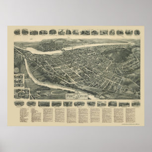 Póster Puerto Jervis, mapa panorámico de NY - 1920
