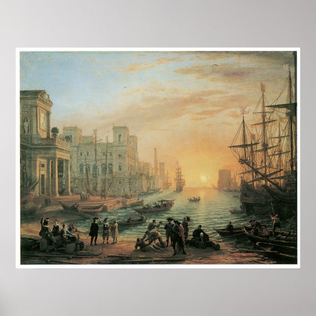 Póster Puerto marítimo al atardecer, 1639 (Frente)