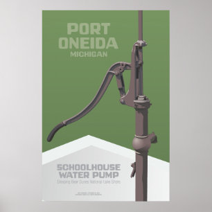 Póster Puerto Oneida, Michigan - Bomba de agua para coleg