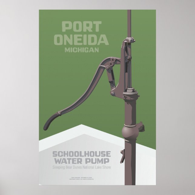 Póster Puerto Oneida, Michigan - Bomba de agua para coleg (Frente)