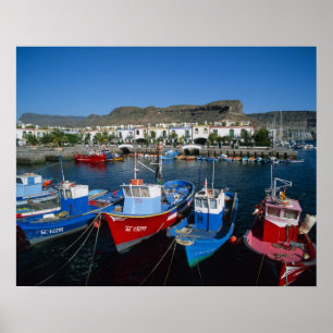 Póster Puerto pesquero, Puerto de Mogan, Gran Canaria,