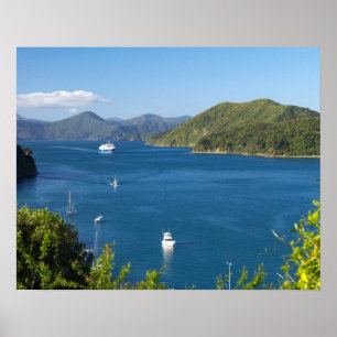 Póster Puerto Picton, sonidos de Marlborough, Sur