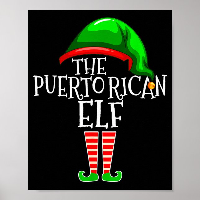 Póster Puerto Rican Elf Family Matching Group Christmas G (Frente)