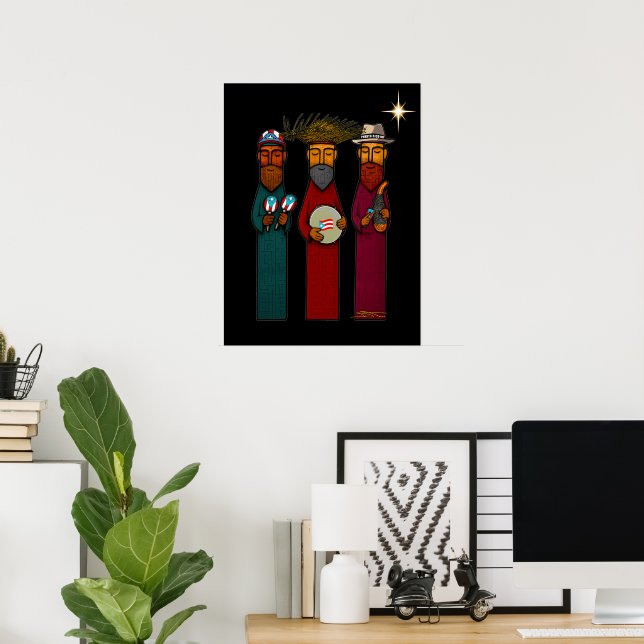 Póster Puerto Rican Three Wise Men – Parranda (Oficina en casa)