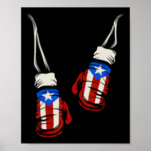 Póster Puerto Rico: Bandera de guantes de boxeo en Puerto