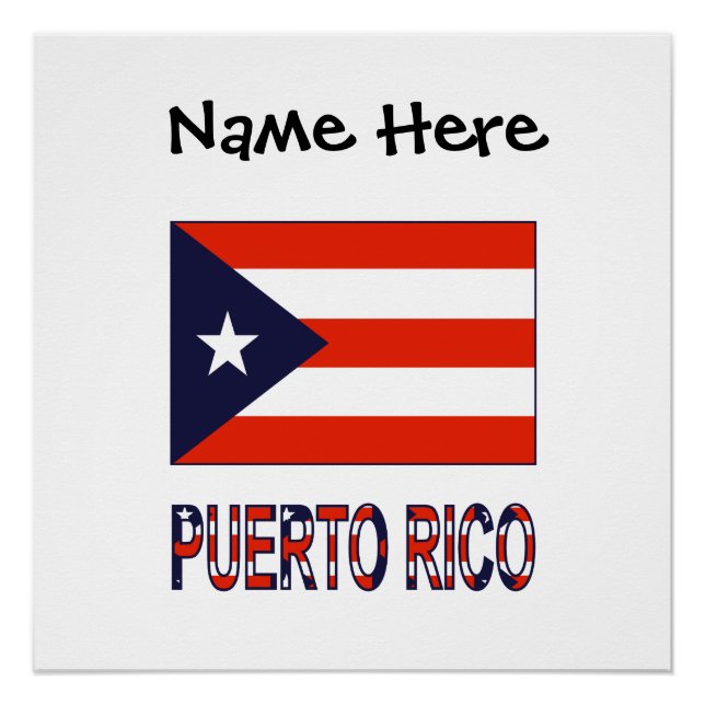 Póster Puerto Rico Bandera de Puerto Rico Personalización (Anverso)