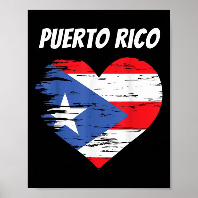 Póster Puerto Rico: Bandera del corazón de amor regalo Ra (Frente)