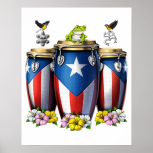 Póster Puerto Rico Boricua Drums