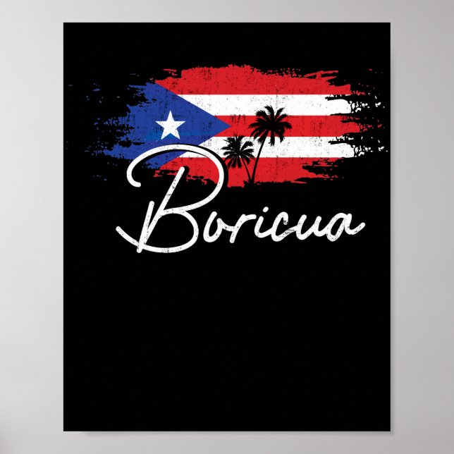 Póster Puerto Rico Boricua Orgullo de Bandera Puertorriqu (Frente)
