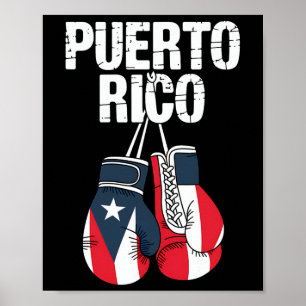 Póster Puerto Rico Boxeo Guantes Bandera Herencia Boricua