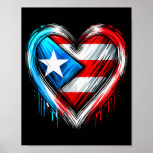 Póster Puerto Rico Corazón Bandera Puertorriqueña